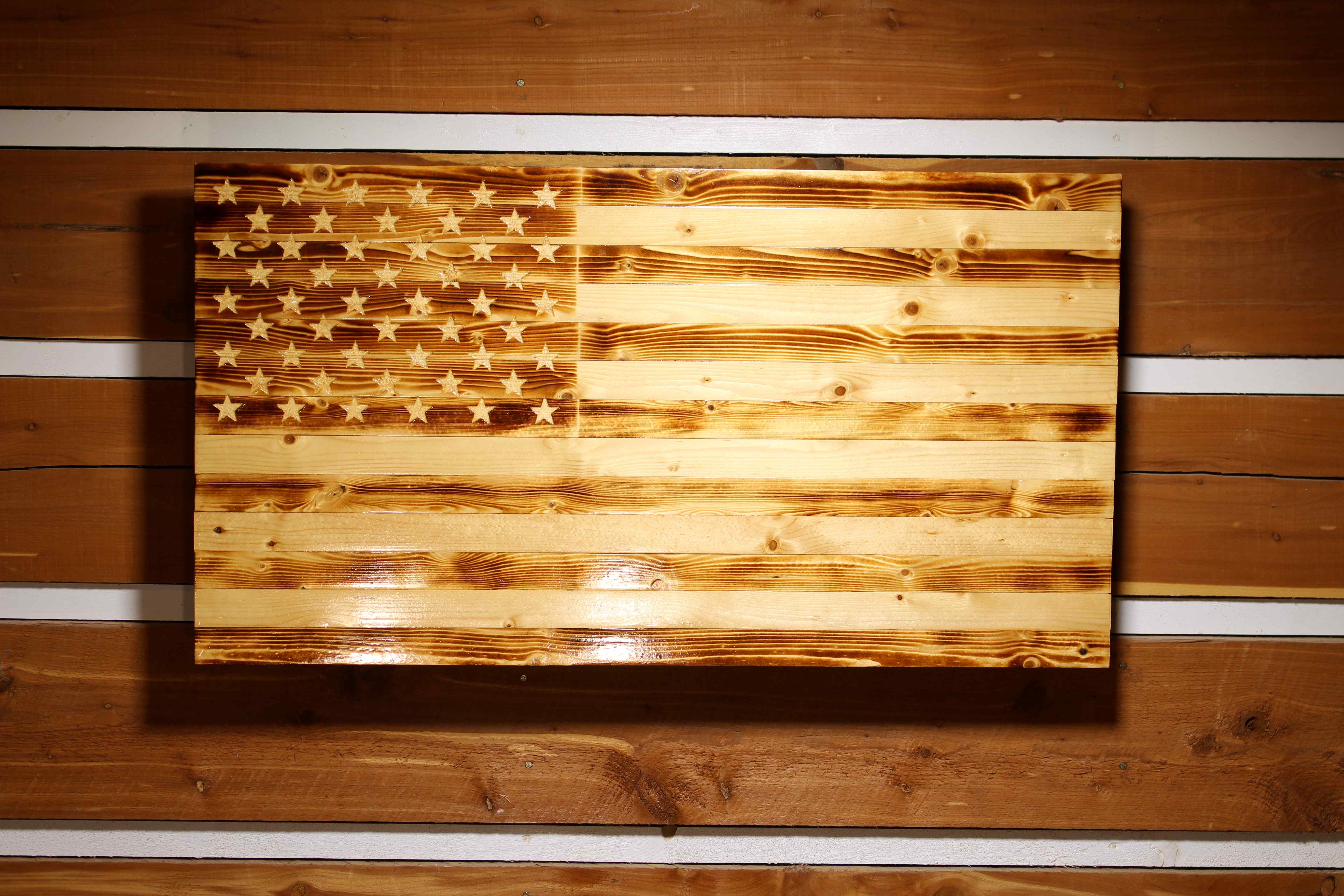 Rustic American flag concealment cabinet