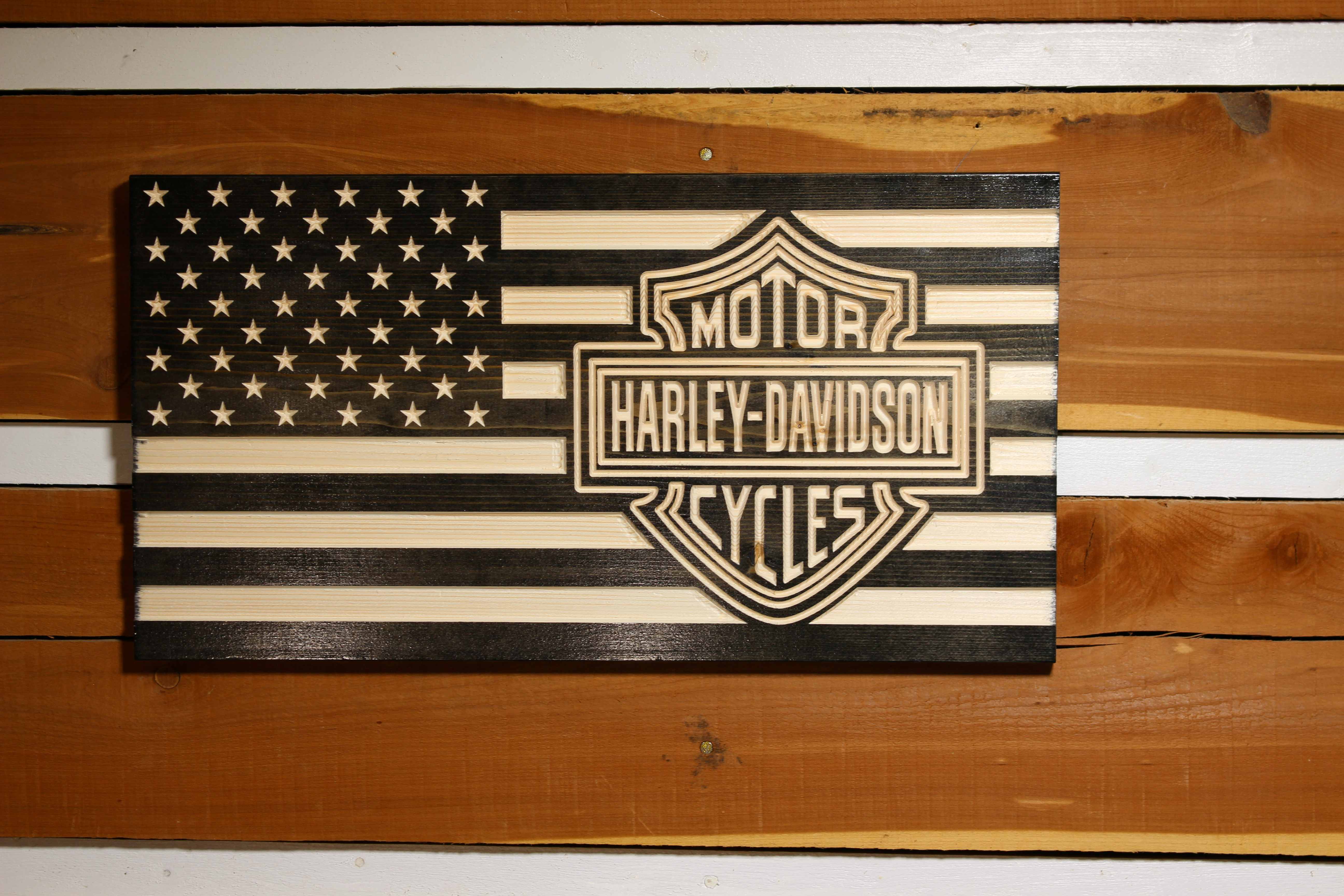Harley Davidson Black American flag