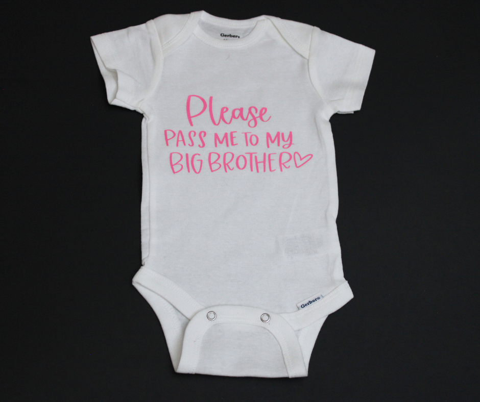 pass me to my big brother onesie pink