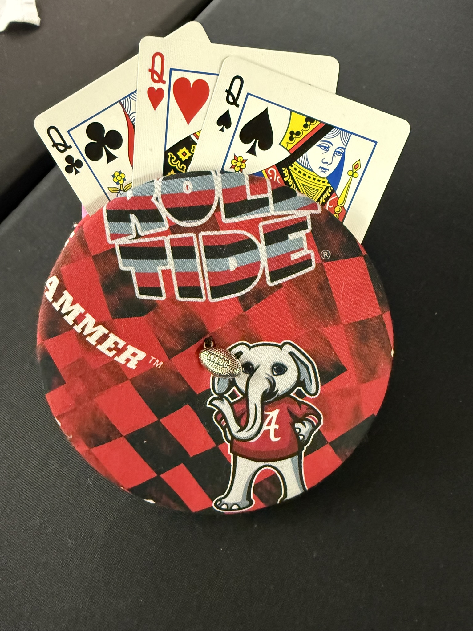 roll tide playing cards holder with football charm
