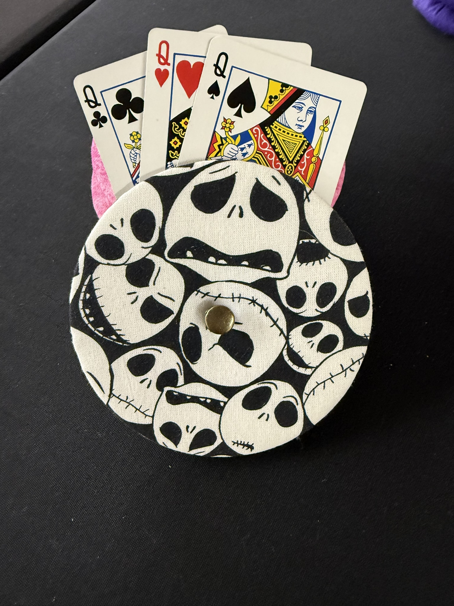 jack skellington pattern playing cards holder with button