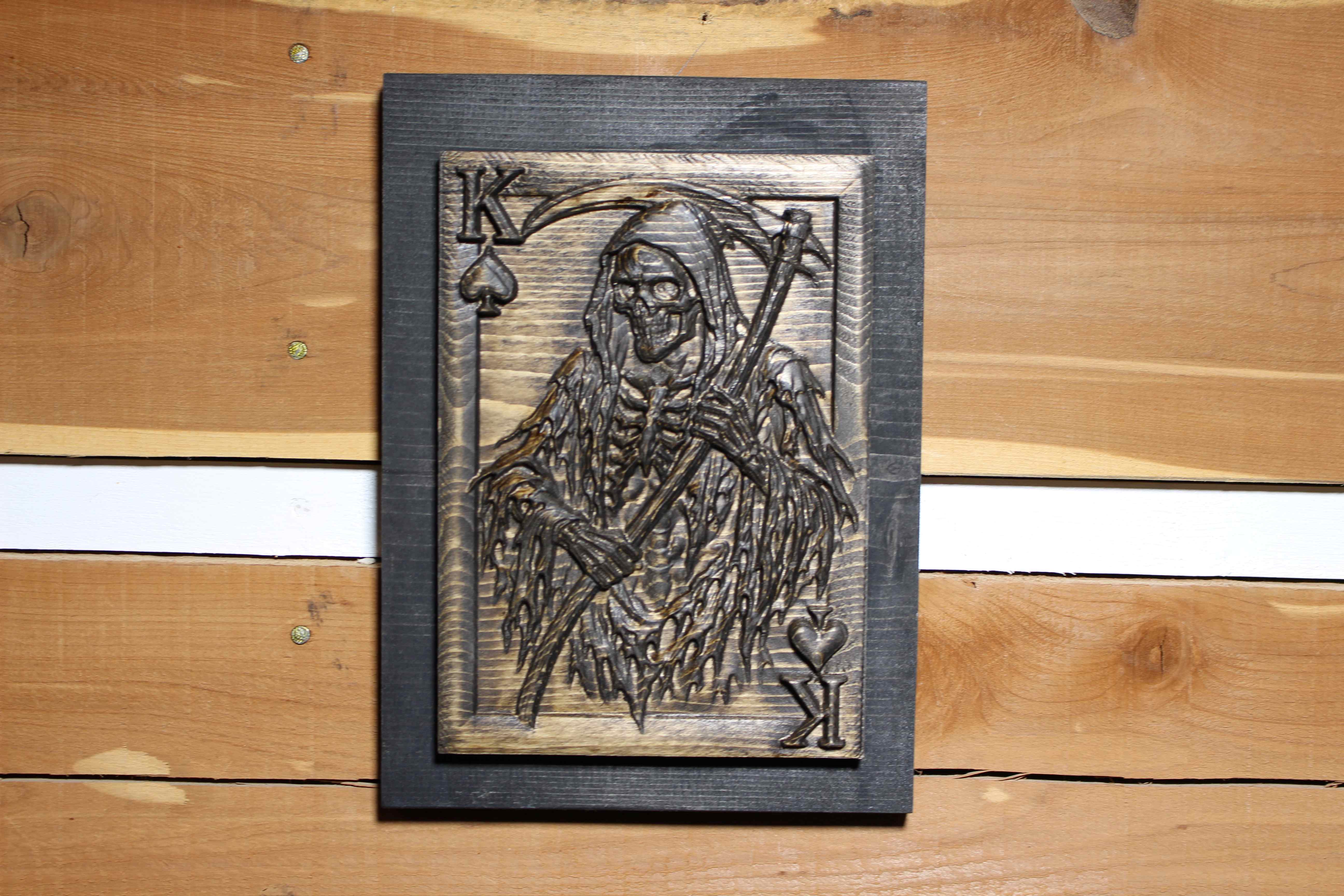 3D King of Hearts/Grim Ripper on a backing frame