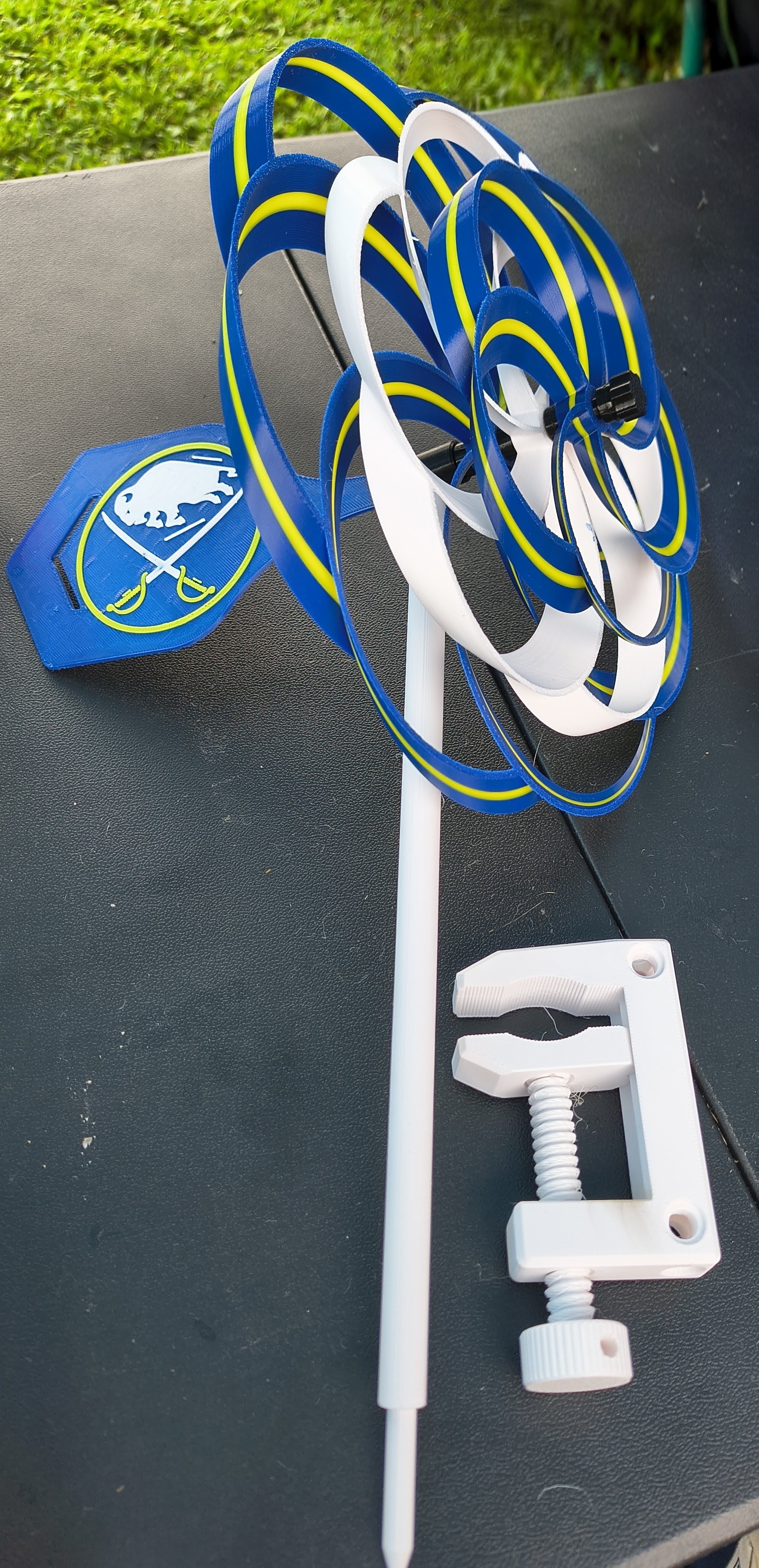 Buffalo Sabres Blue and Yellow Pinwheel With Clamp