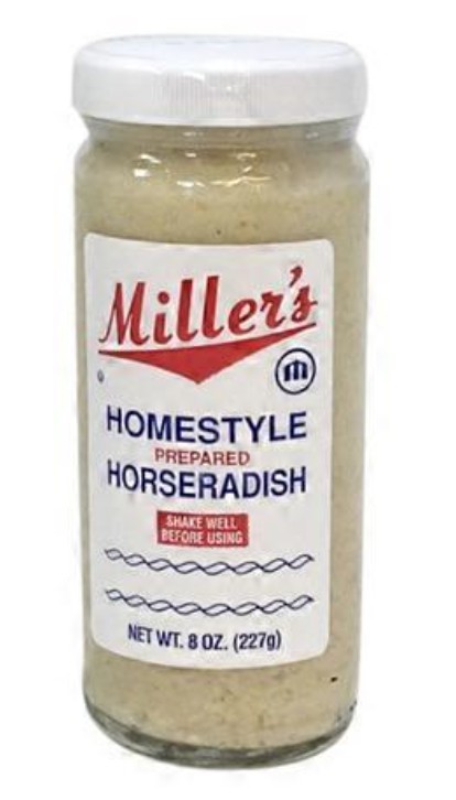 Miller's Home Style Horseradish 8oz Glass Jar *WE DO NOT SHIP*